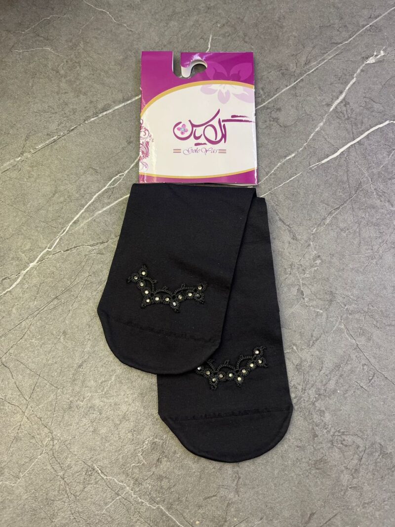 1455 جوراب مشکی توربافی کد 1455 - تصویر 1