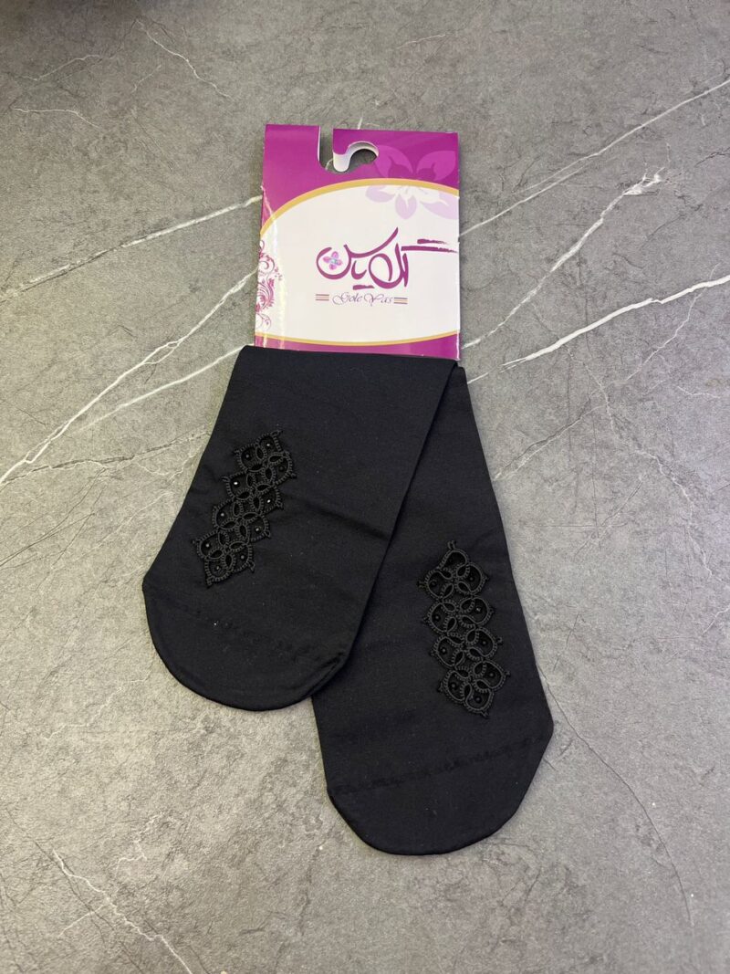 1458 جوراب مشکی توربافی کد 1458 - تصویر 1