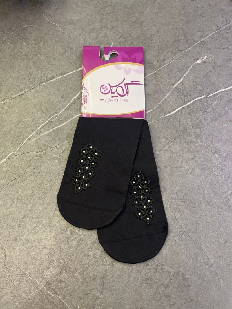 1459 جوراب مشکی توربافی کد 1459 - تصویر 1