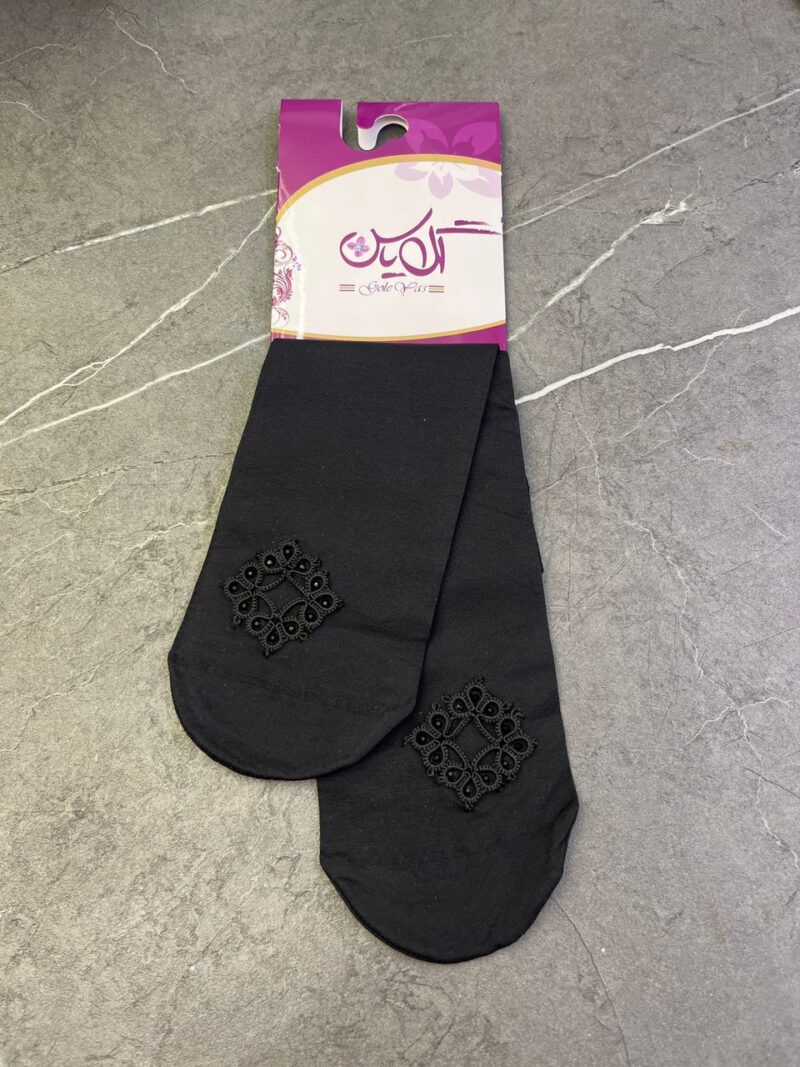 1464 جوراب مشکی توربافی کد 1464 - تصویر 1