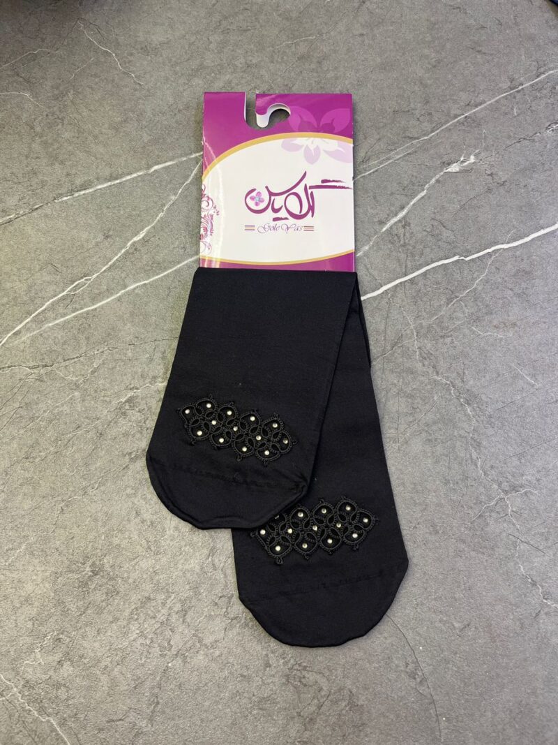 1467 جوراب مشکی توربافی کد 1467 - تصویر 1