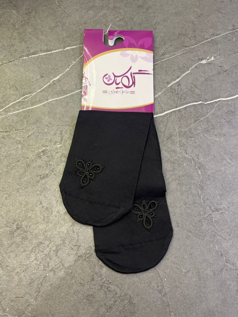 1468 جوراب مشکی توربافی کد 1468 - تصویر 1