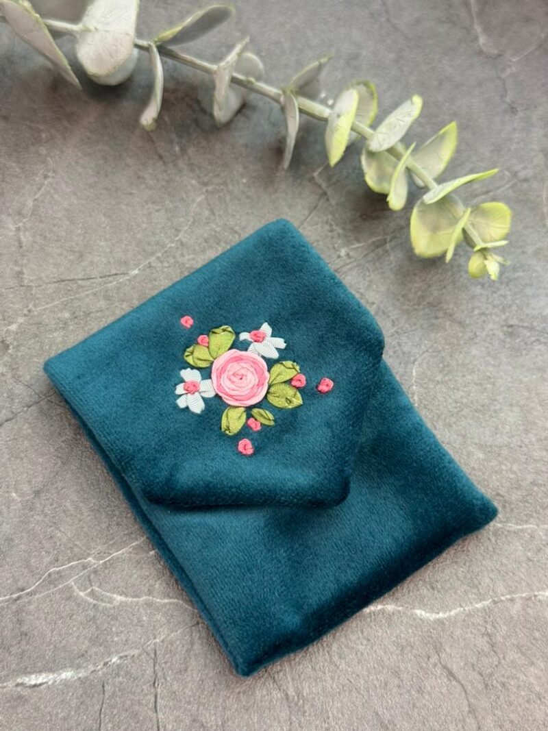 1754 جانماز جیبی روبان دوزی تک گل کد 1754 - تصویر 1