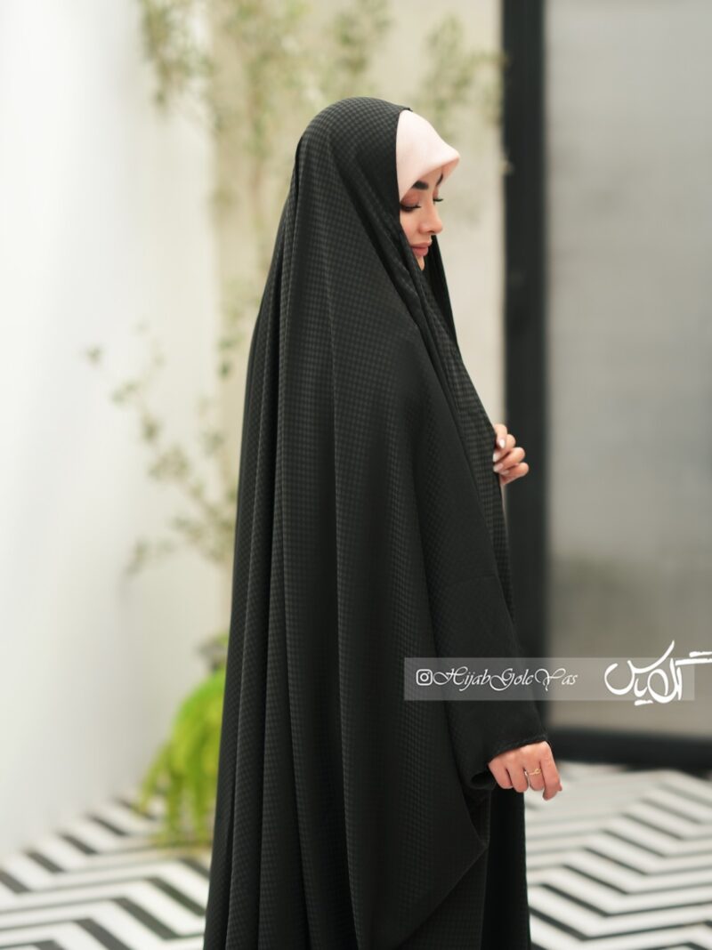 چادر مشکی عربی شطرنجی کد ۱745 - Image 2